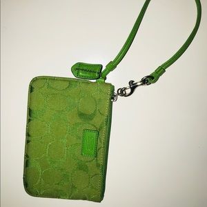 Green Coach Wristlet